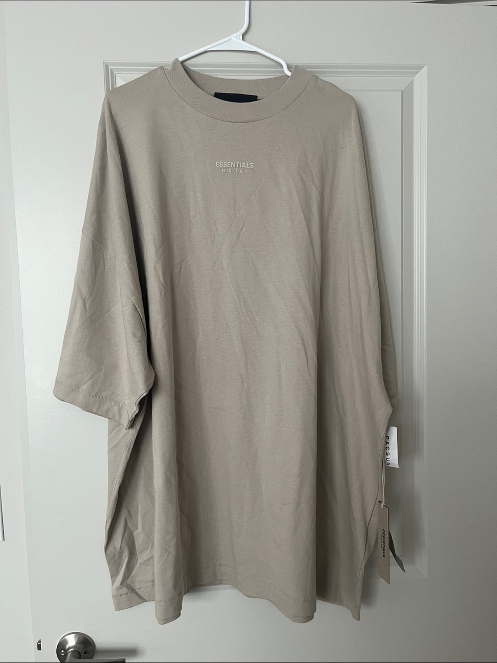 Essentials Men’s Taupe Crewneck Short-Sleeve T-Shirt